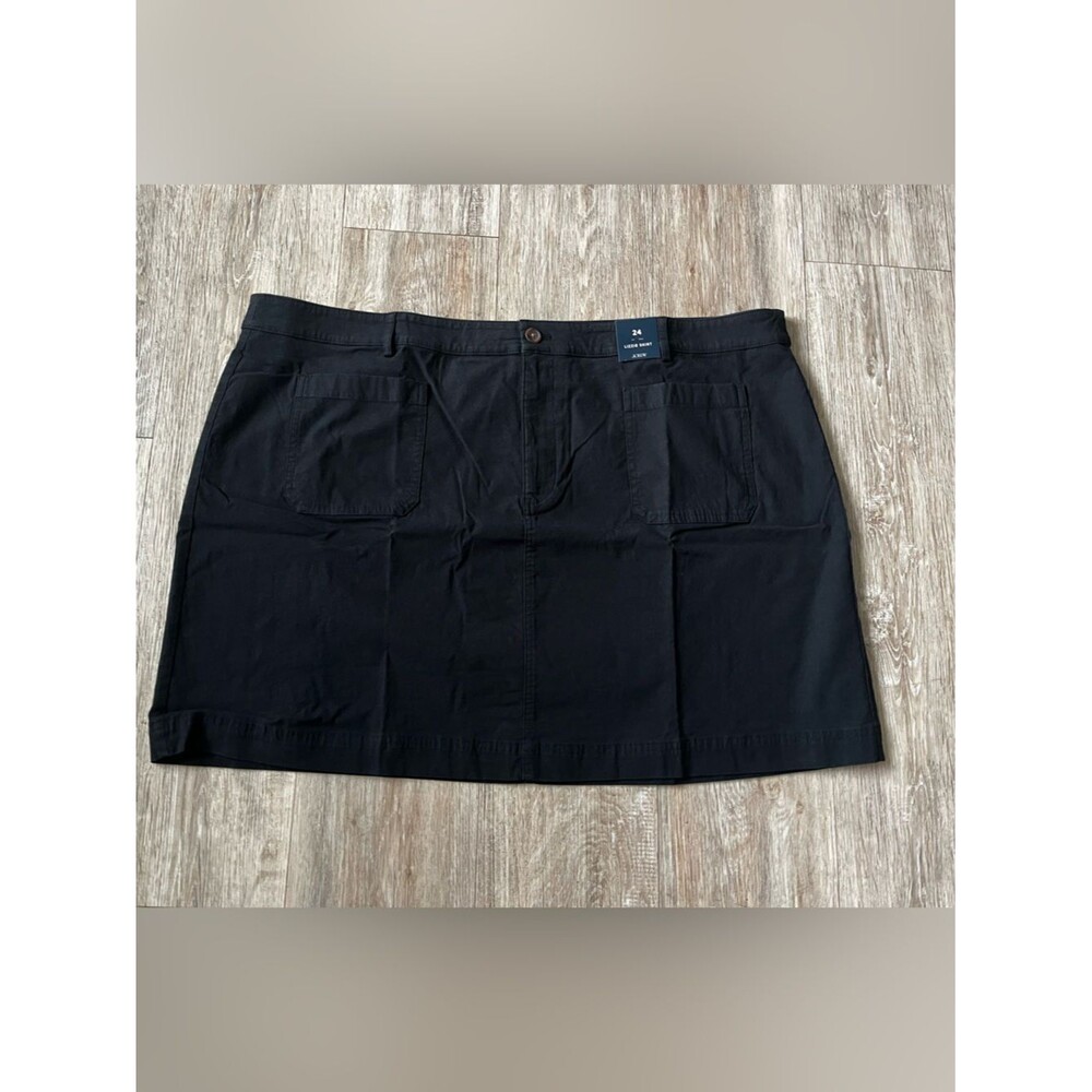 J Crew Lizzie Patch Pocket Mini Skirt Cotton Linen Classic Party Black Size 24